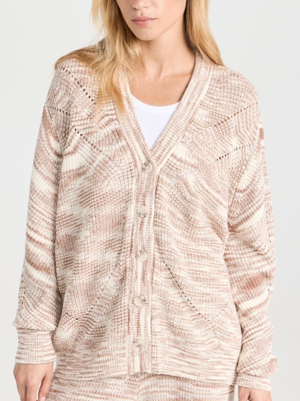 Spiritual Gangster Relaxed Button Front Spacedye Sasha Vee Cardigan